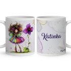 Névvel kérhető - Bájos ibolya virágos tündér mintás bögre