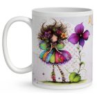 Névvel kérhető - Bájos ibolya virágos tündér mintás bögre