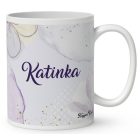 Névvel kérhető - Bájos ibolya virágos tündér mintás bögre