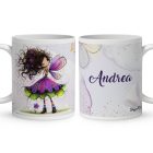 Névvel kérhető - Kedves ibolya virágos tündér mintás bögre