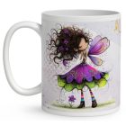 Névvel kérhető - Kedves ibolya virágos tündér mintás bögre