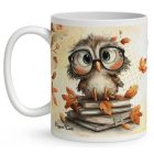 Névvel kérhető - Cuki őszi szemüveges bagoly mintás bögre