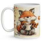 Névvel kérhető - Cuki őszi kávézós róka mintás bögre