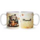 Névvel kérhető - Cuki őszi szundi maci és a tök mintás bögre