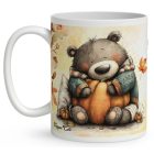 Névvel kérhető - Cuki őszi szundi maci és a tök mintás bögre