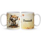 Névvel kérhető - Cuki őszi vöröspanda és a lámpás mintás bögre