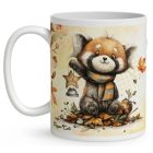 Névvel kérhető - Cuki őszi vöröspanda és a lámpás mintás bögre