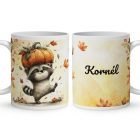 Névvel kérhető - Cuki őszi mosómedve és a tök mintás bögre