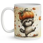 Névvel kérhető - Cuki őszi mosómedve és a tök mintás bögre