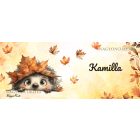 Névvel kérhető - Cuki őszi kukucskáló süni mintás bögre