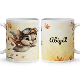   Névvel kérhető - Cuki őszi repülő mókus mintás bögre