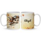 Névvel kérhető - Cuki őszi repülő mókus mintás bögre