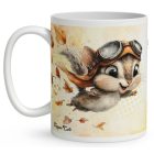 Névvel kérhető - Cuki őszi repülő mókus mintás bögre