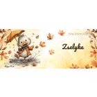 Névvel kérhető - Cuki őszi esernyős kiskacsa mintás bögre