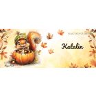 Névvel kérhető - Cuki őszi kis mókus a tökben mintás bögre