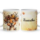 Névvel kérhető - Cuki őszi csodálkozó szarvas mintás bögre