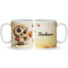 Névvel kérhető - Cuki őszi bagoly lány mintás bögre