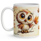 Névvel kérhető - Cuki őszi bagoly lány mintás bögre