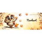 Névvel kérhető - Cuki őszi bagoly fiú mintás bögre