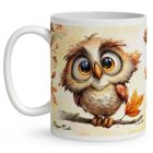 Névvel kérhető - Cuki őszi bagoly fiú mintás bögre