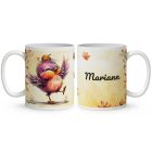 Névvel kérhető - Cuki őszi táncoló kismadár mintás bögre