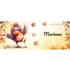 Névvel kérhető - Cuki őszi táncoló kismadár mintás bögre