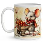 Névvel kérhető - Cuki őszi gyűjtögető kisegér mintás bögre