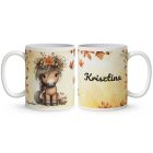 Névvel kérhető - Cuki őszi virágkoszorús póni mintás bögre