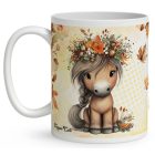 Névvel kérhető - Cuki őszi virágkoszorús póni mintás bögre