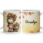 Névvel kérhető - Cuki őszi póni almával mintás bögre