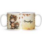 Névvel kérhető - Cuki őszi póni almával mintás bögre