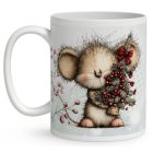 Névvel kérhető - Cuki karácsonyi kisegér mintás bögre