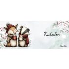 Névvel kérhető - Cuki karácsonyi róka és a borz kávéval mintás bögre