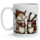 Névvel kérhető - Cuki karácsonyi róka és a borz kávéval mintás bögre