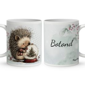   Névvel kérhető - Cuki karácsonyi süni és a hógömb mintás bögre