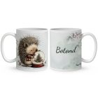 Névvel kérhető - Cuki karácsonyi süni és a hógömb mintás bögre