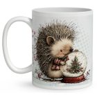 Névvel kérhető - Cuki karácsonyi süni és a hógömb mintás bögre