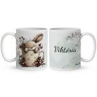 Névvel kérhető - Cuki karácsonyi nyuszi bögrében mintás bögre