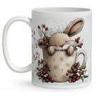 Névvel kérhető - Cuki karácsonyi nyuszi bögrében mintás bögre