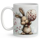 Névvel kérhető - Cuki karácsonyi nyuszi gömbbel mintás bögre