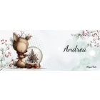 Névvel kérhető - Cuki karácsonyi őzike hógömbbel mintás bögre