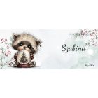 Névvel kérhető - Cuki karácsonyi mosómaci hógömbbel mintás bögre