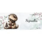 Névvel kérhető - Cuki karácsonyi mosómedve hógömbbel mintás bögre