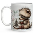 Névvel kérhető - Cuki karácsonyi mosómedve hógömbbel mintás bögre