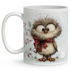 Névvel kérhető - Cuki karácsonyi bagoly masnival mintás bögre