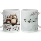 Névvel kérhető - Cuki karácsonyi baglyocskák mintás bögre