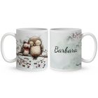 Névvel kérhető - Cuki karácsonyi baglyocskák mintás bögre