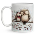 Névvel kérhető - Cuki karácsonyi baglyocskák mintás bögre