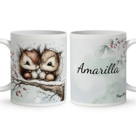   Névvel kérhető - Cuki karácsonyi mókuskák mintás bögre