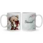 Névvel kérhető - Cuki karácsonyi maci ajándékkal mintás bögre